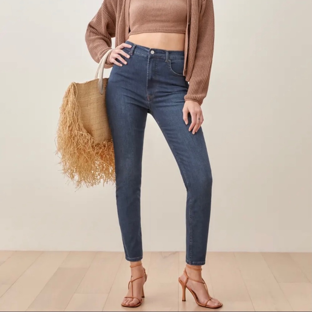 NWT Reformation Harper Ultra High Rise Skinny Jeans in Orlando (dark) in Size 25